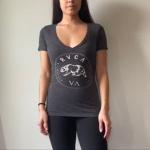 Grey RVCA VNECK TSHIRT